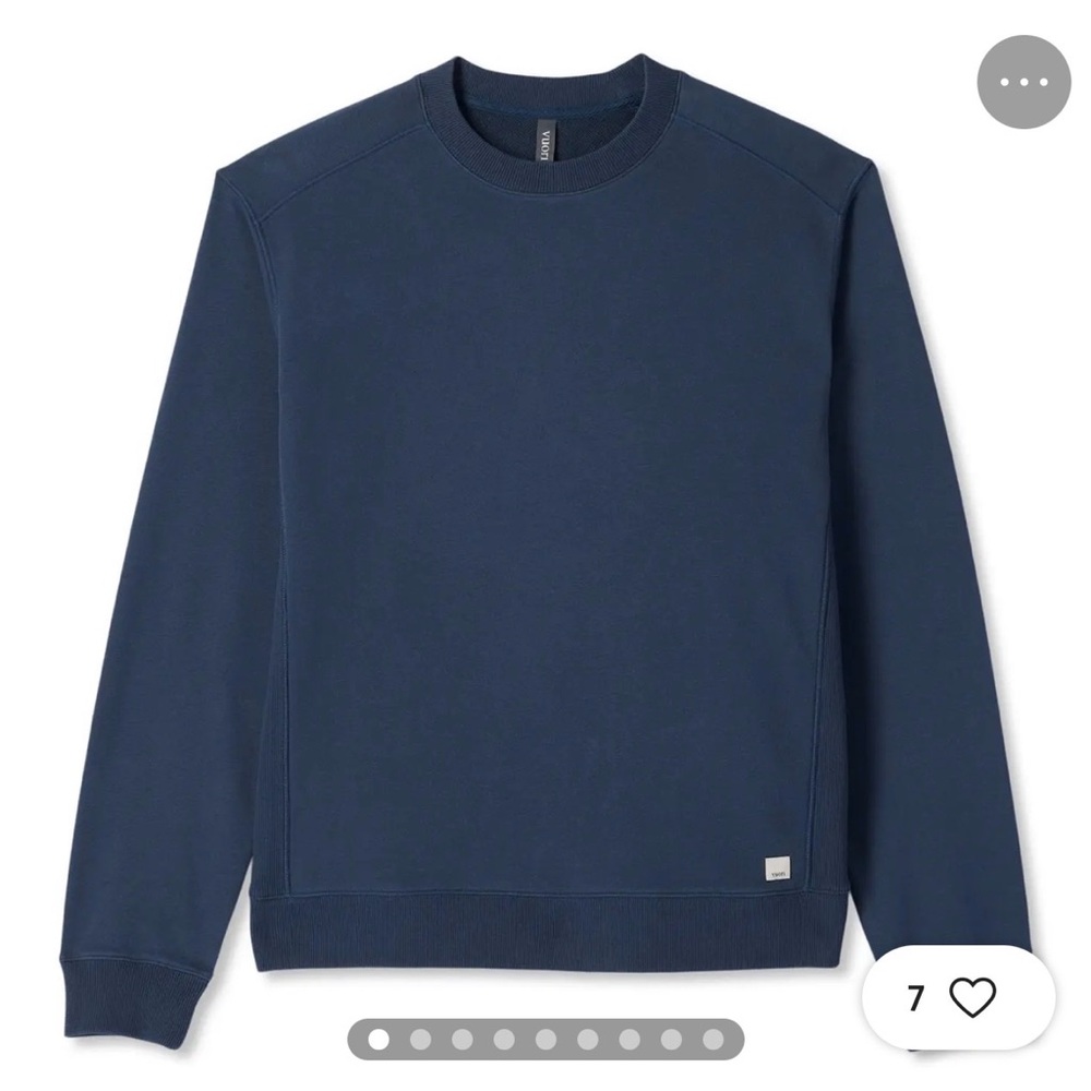 Vuori Men's Cypress Vintage Deep Blue Crewneck Sweatshirt - Picture 2 of 2